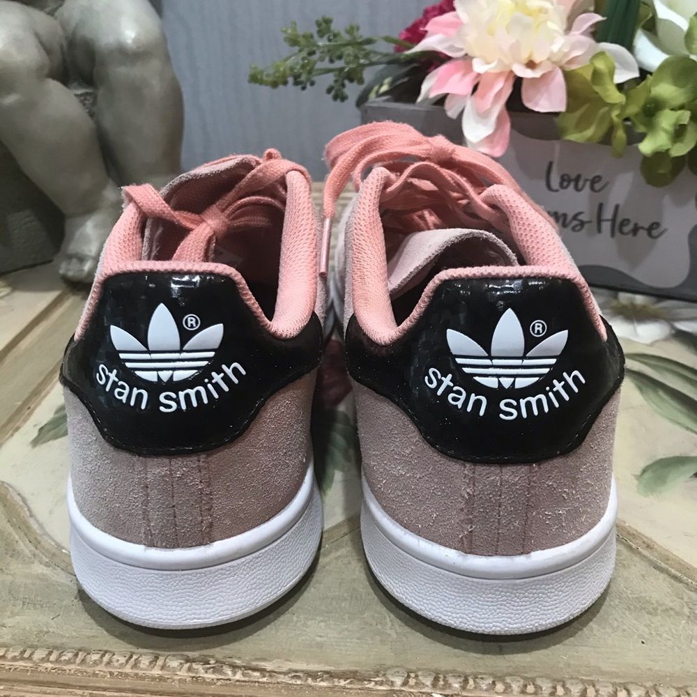 Adidas Stan Smith Blush Pink Suede Sneakers Youth US Sz 5.5 UK Sz 5 - Picture 10 of 16